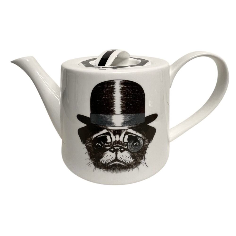 Jameson & Tailor Whimsical Pug w/Tophat & Monocle Teapot